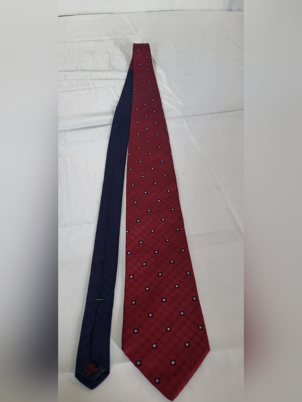 Tommy Hilfiger Burgundy and Navy Geometric Silk Tie